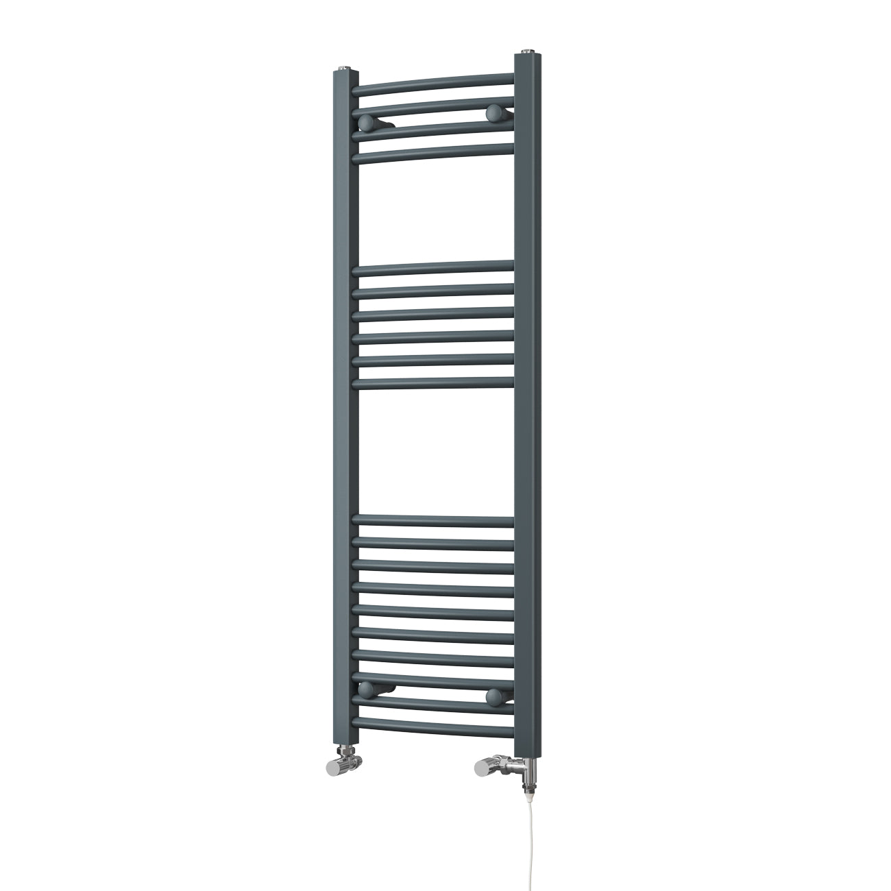 Zennor - Anthracite Dual Fuel Towel Rail H1200mm x W400mm Standard - Curved
