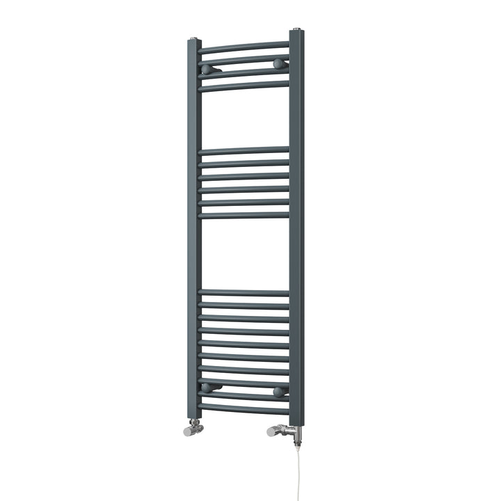 Zennor - Anthracite Dual Fuel Towel Rail H1200mm x W400mm Standard - Curved
