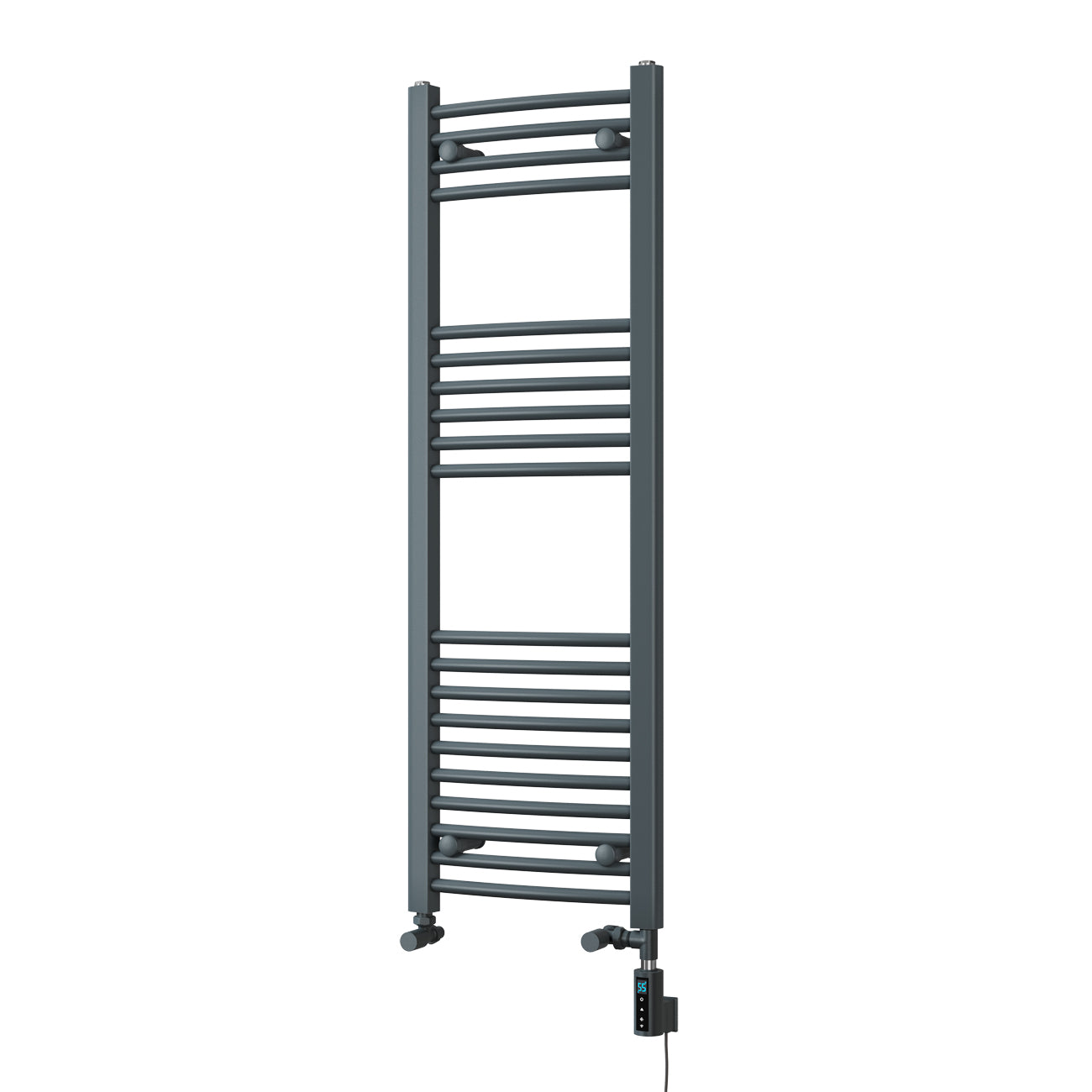 Zennor - Anthracite Dual Fuel Towel Rail H1200mm x W400mm Thermostatic WIFI - Curved