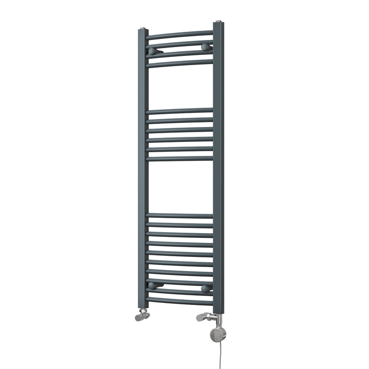 Zennor - Anthracite Dual Fuel Towel Rail H1200mm x W400mm Thermostatic - Curved