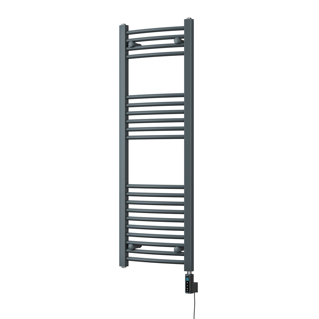 Zennor - Anthracite Electric Towel Rail H1200mm x W400mm Curved 300w Thermostatic WIFI
