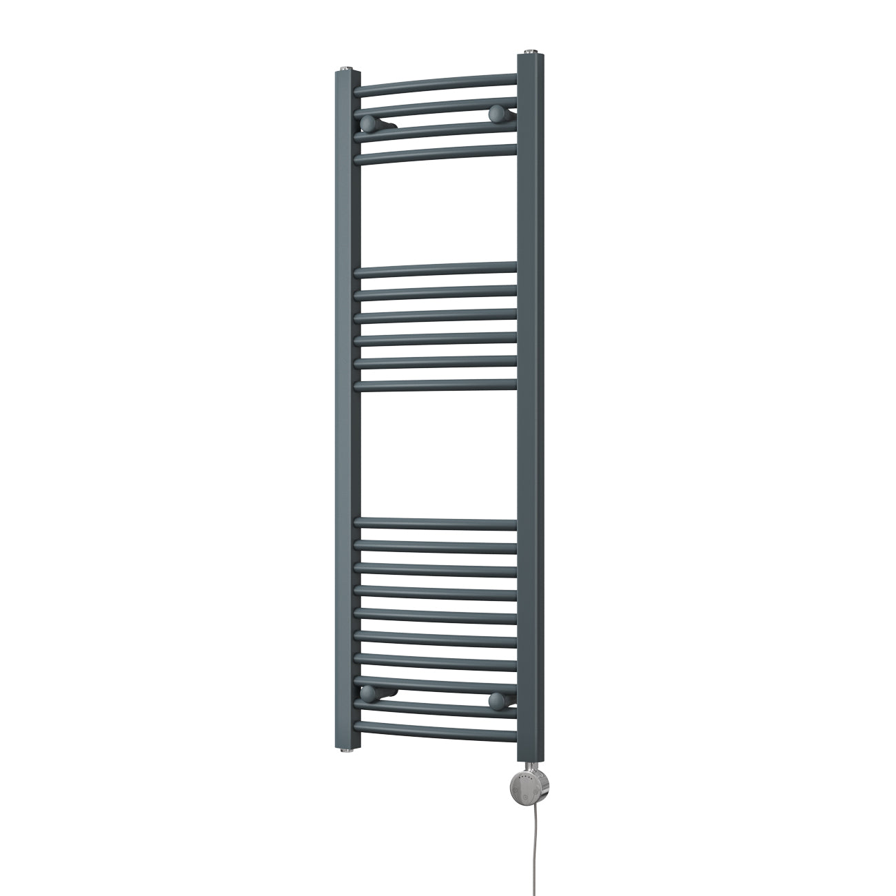 Zennor - Anthracite Electric Towel Rail H1200mm x W400mm Curved 300w Thermostatic