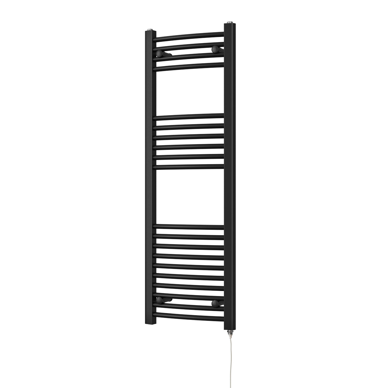 Zennor - Black Electric Towel Rail H1200mm x W400mm Curved 400w Standard