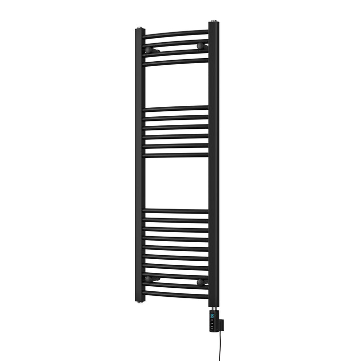 Zennor - Black Electric Towel Rail H1200mm x W400mm Curved 300w Thermostatic WIFI