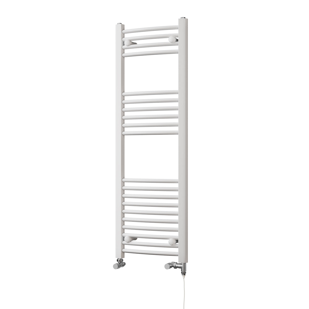 Zennor - White Dual Fuel Towel Rail H1200mm x W400mm Standard - Curved