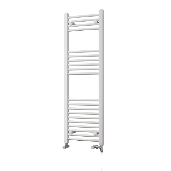 Zennor - White Dual Fuel Towel Rail H1200mm x W400mm Standard - Curved