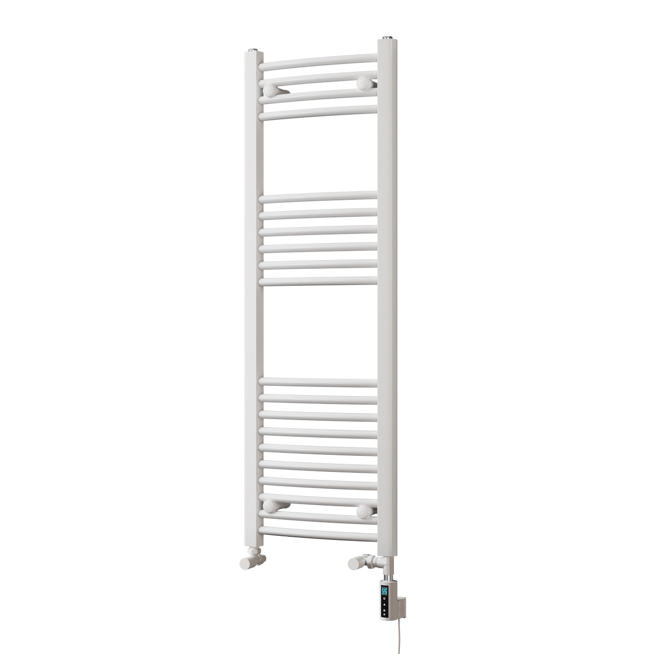 Zennor - White Dual Fuel Towel Rail H1200mm x W400mm Thermostatic WIFI - Curved