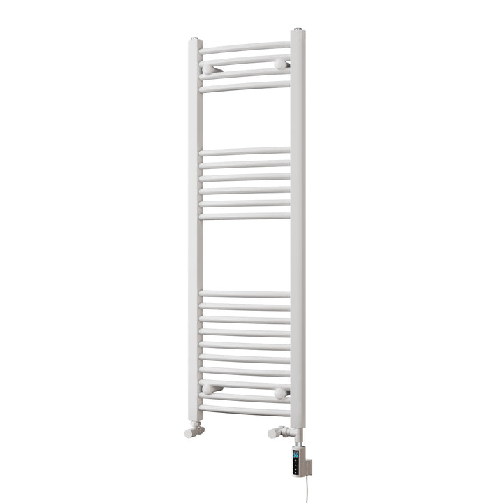 Zennor - White Dual Fuel Towel Rail H1200mm x W400mm Thermostatic WIFI - Curved