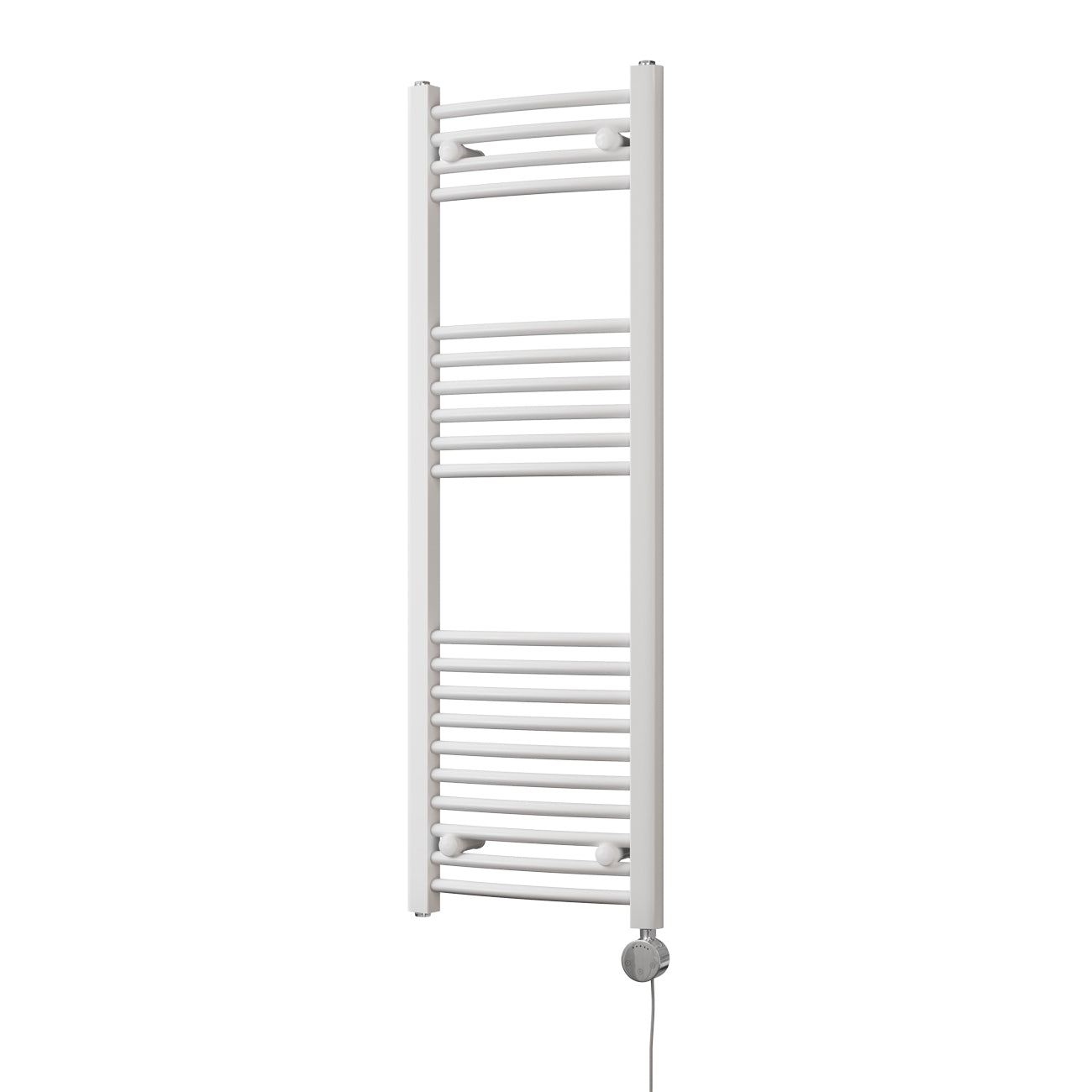 Zennor - White Electric Towel Rail H1200mm x W400mm Curved 400w Thermostatic