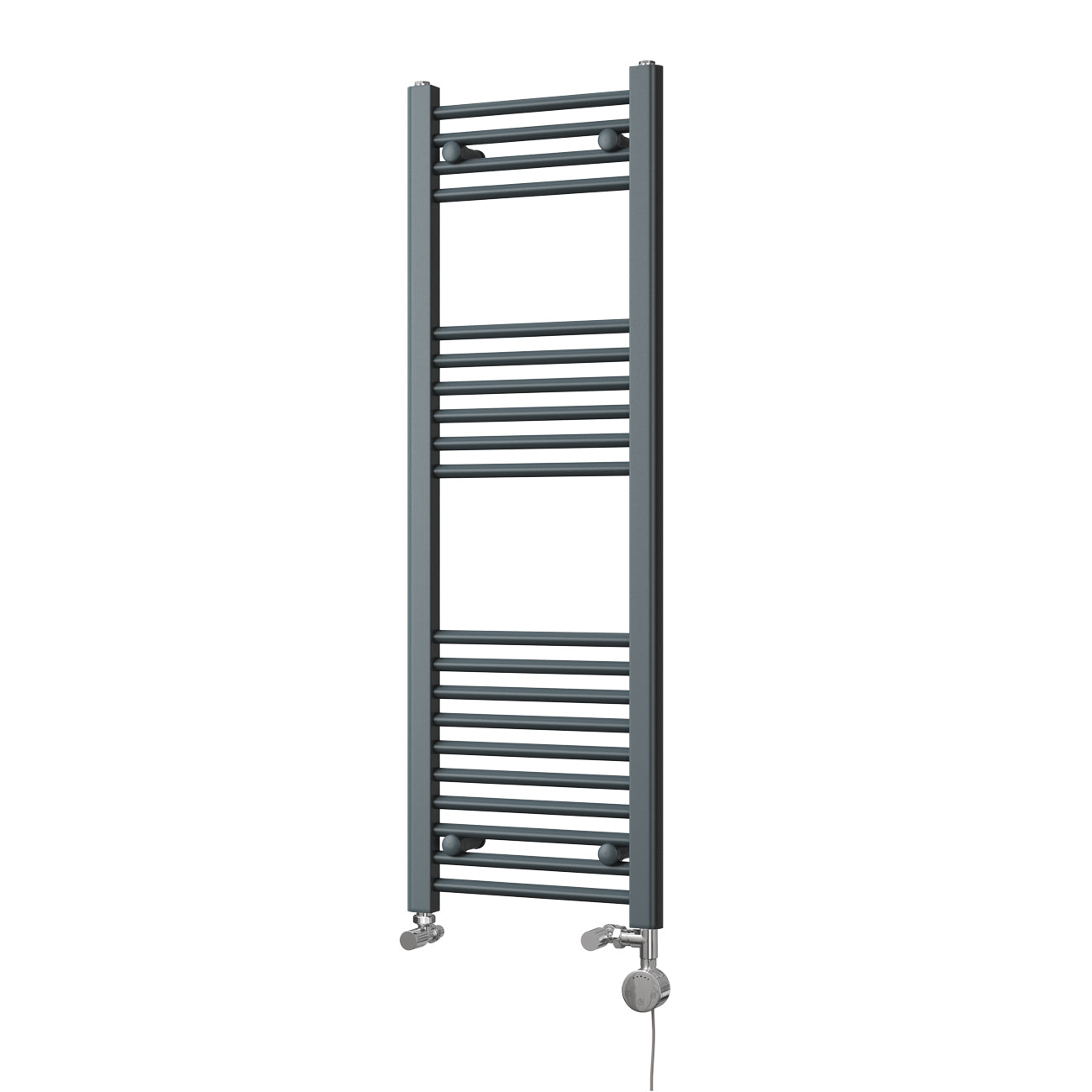 Zennor - Anthracite Dual Fuel Towel Rail H1200mm x W400mm Thermostatic - Straight
