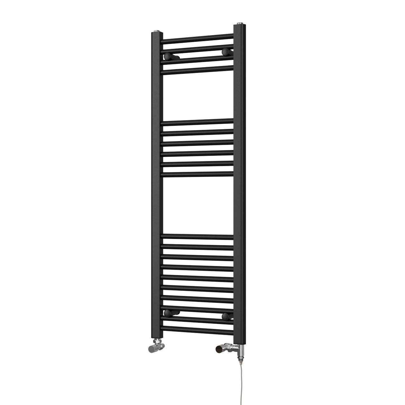 Zennor Black Dual Fuel Towel Rail 1200mm x 400mm – Standard Straight Bathroom Radiator