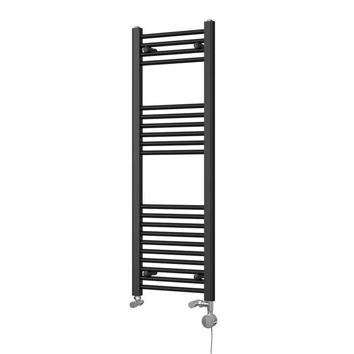 Zennor - Black Dual Fuel Towel Rail H1200mm x W400mm Thermostatic - Straight