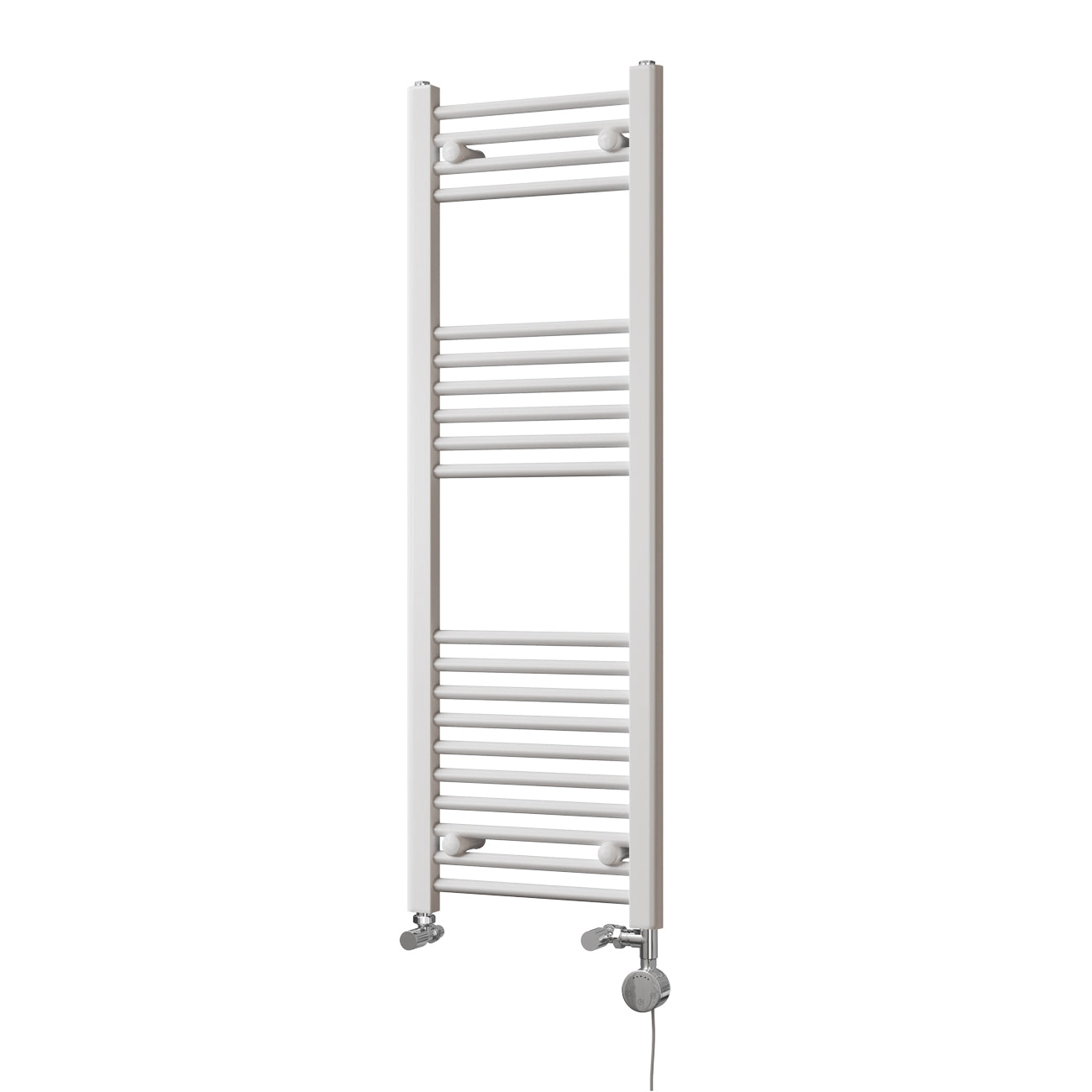 Zennor - White Dual Fuel Towel Rail H1200mm x W400mm Thermostatic - Straight