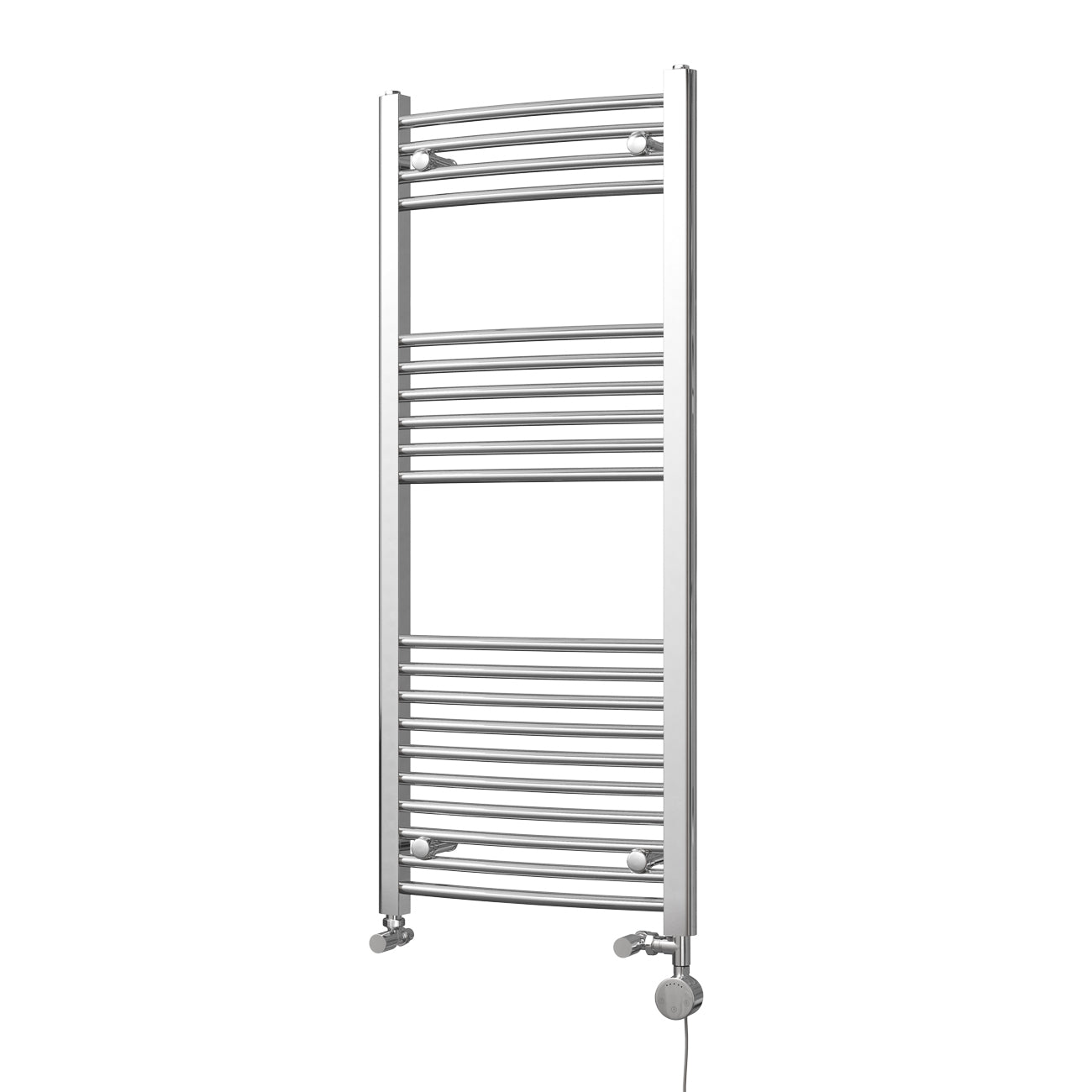 Zennor - Chrome Dual Fuel Towel Rail H1200mm x W500mm Thermostatic - Curved