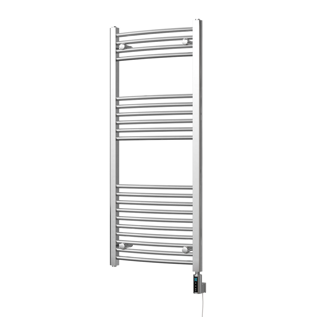 Zennor - Chrome Electric Towel Rail H1200mm x W500mm Curved 300w Thermostatic WIFI