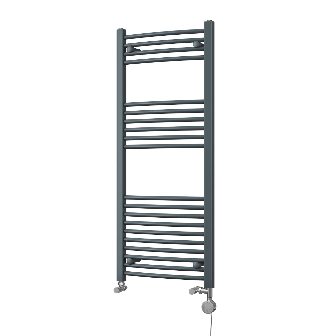 Zennor - Anthracite Dual Fuel Towel Rail H1200mm x W500mm Thermostatic - Curved