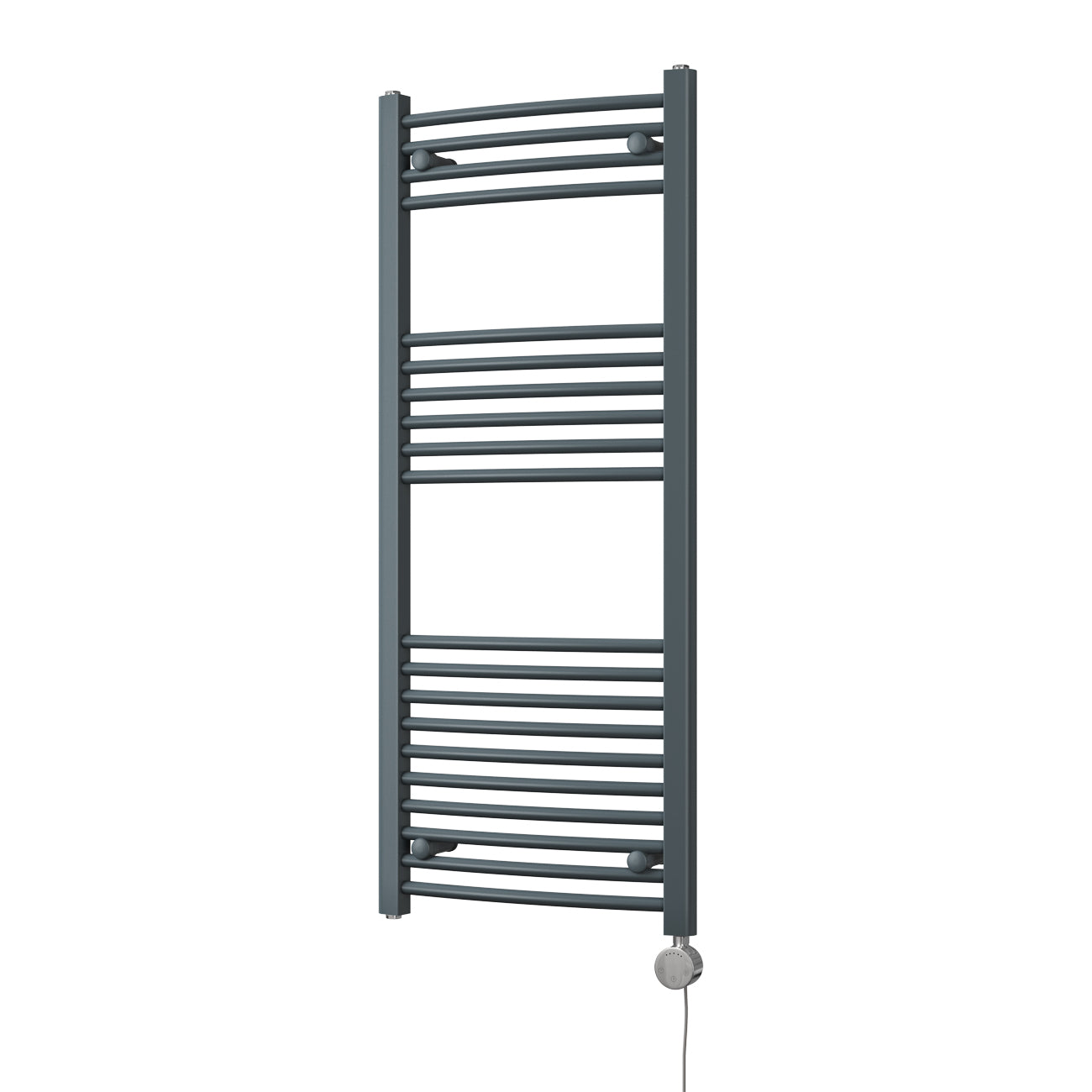 Zennor - Anthracite Electric Towel Rail H1200mm x W500mm Curved 500w Thermostatic