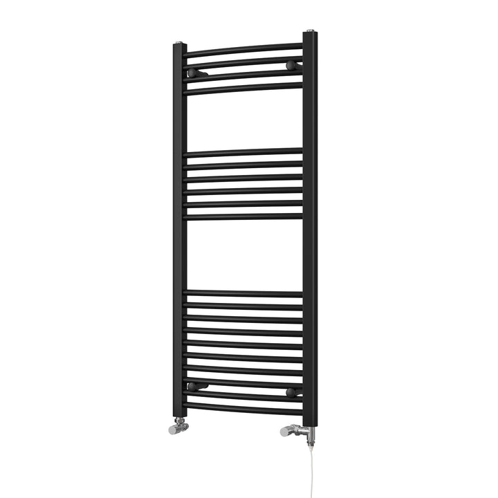 Zennor - Black Dual Fuel Towel Rail H1200mm x W500mm Standard - Curved