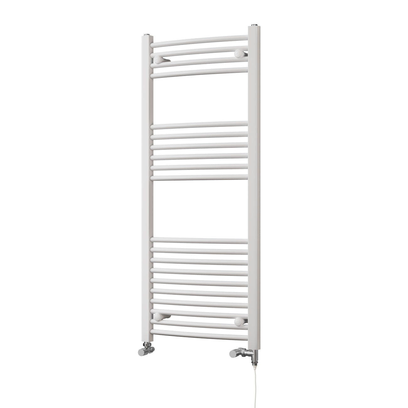 Zennor - White Dual Fuel Towel Rail H1200mm x W500mm Standard - Curved
