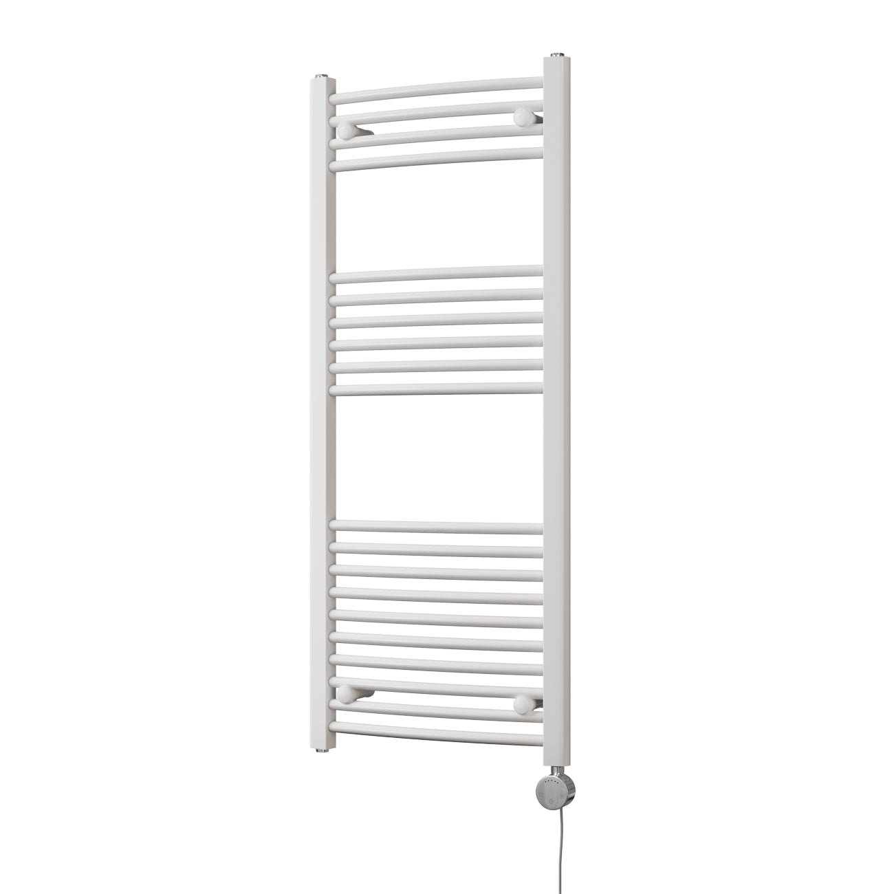 Zennor - White Electric Towel Rail H1200mm x W500mm Curved 600w Thermostatic