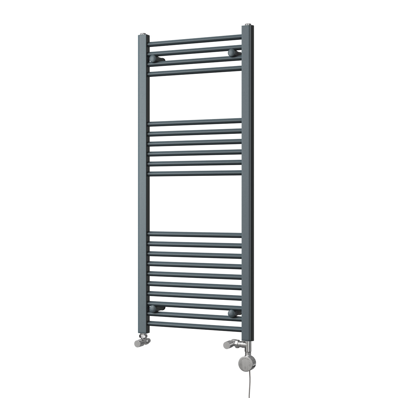 Zennor - Anthracite Dual Fuel Towel Rail H1200mm x W500mm Thermostatic - Straight