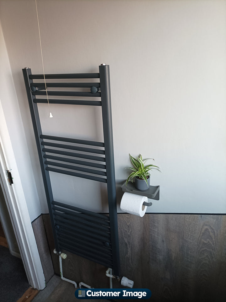 Zennor - Anthracite Heated Towel Rail - H1200mm x W500mm - Straight