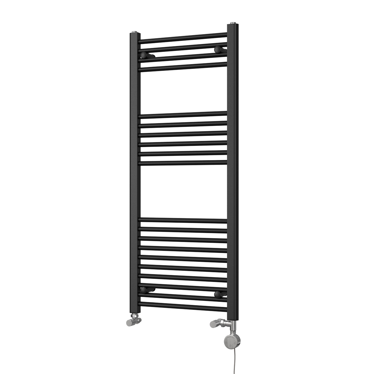 Zennor - Black Dual Fuel Towel Rail H1200mm x W500mm Thermostatic - Straight