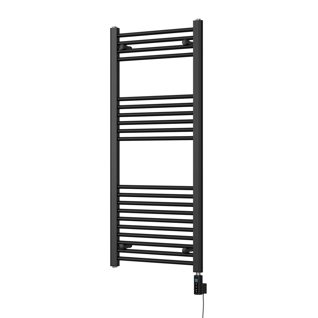 Zennor - Black Electric Towel Rail H1200mm x W500mm Straight 600w Thermostatic WIFI