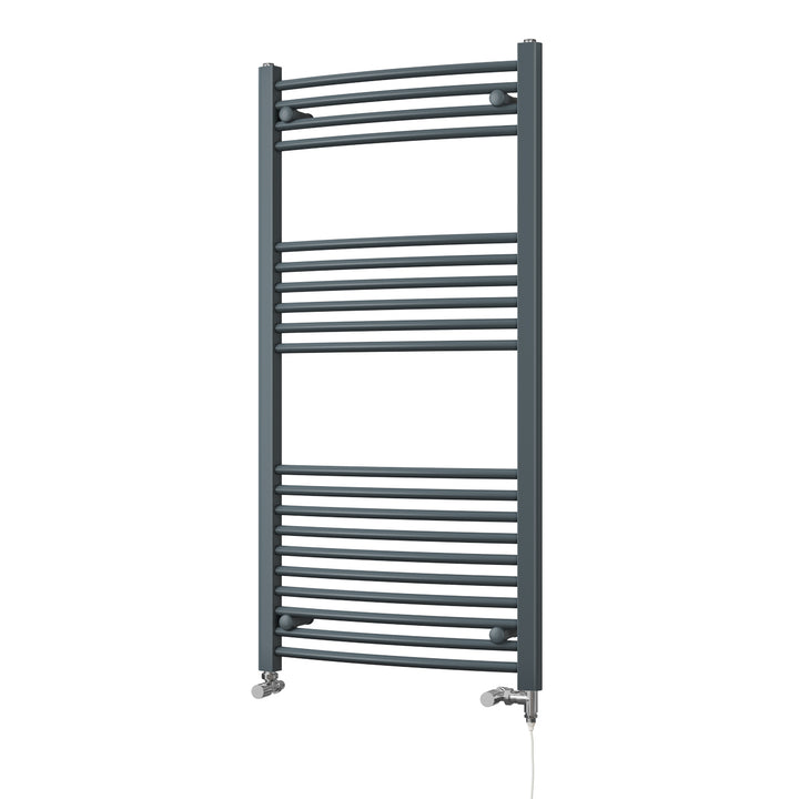 Zennor - Anthracite Dual Fuel Towel Rail H1200mm x W600mm Standard - Curved