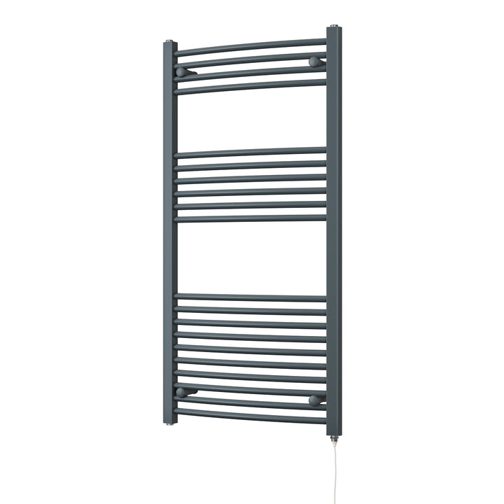 Zennor - Anthracite Electric Towel Rail H1200mm x W600mm Curved 500w Standard