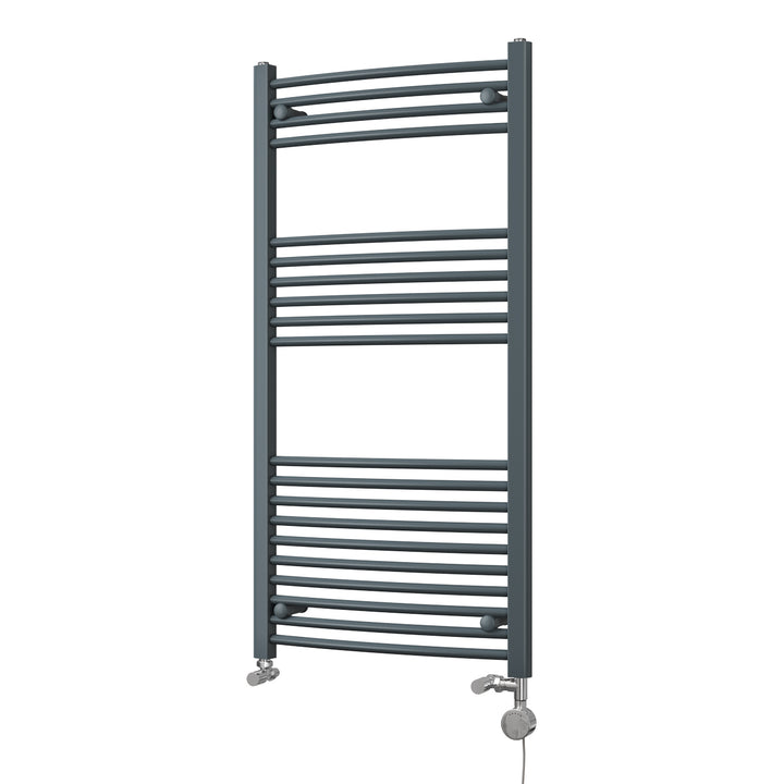 Zennor - Anthracite Dual Fuel Towel Rail H1200mm x W600mm Thermostatic - Curved