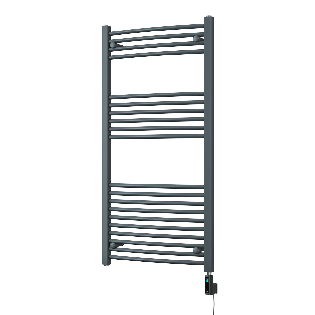 Zennor - Anthracite Electric Towel Rail H1200mm x W600mm Curved 600w Thermostatic WIFI