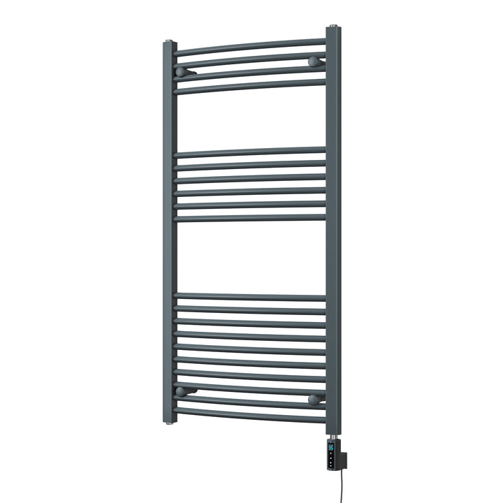 Zennor - Anthracite Electric Towel Rail H1200mm x W600mm Curved 600w Thermostatic WIFI