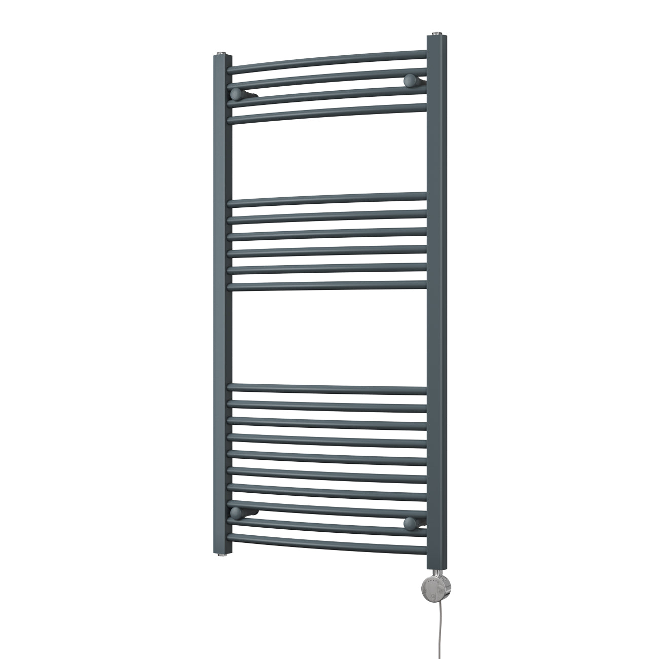 Zennor - Anthracite Electric Towel Rail H1200mm x W600mm Curved 600w Thermostatic