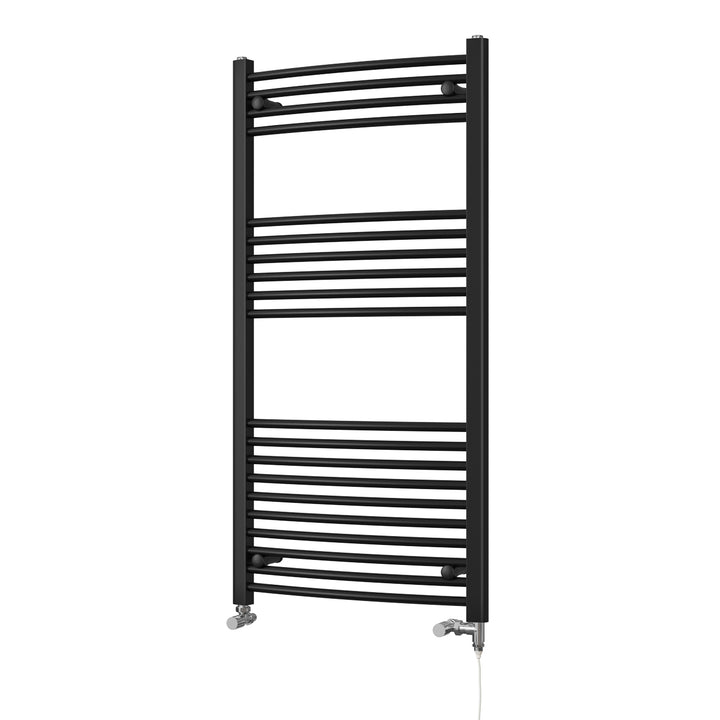 Zennor - Black Dual Fuel Towel Rail H1200mm x W600mm Standard - Curved