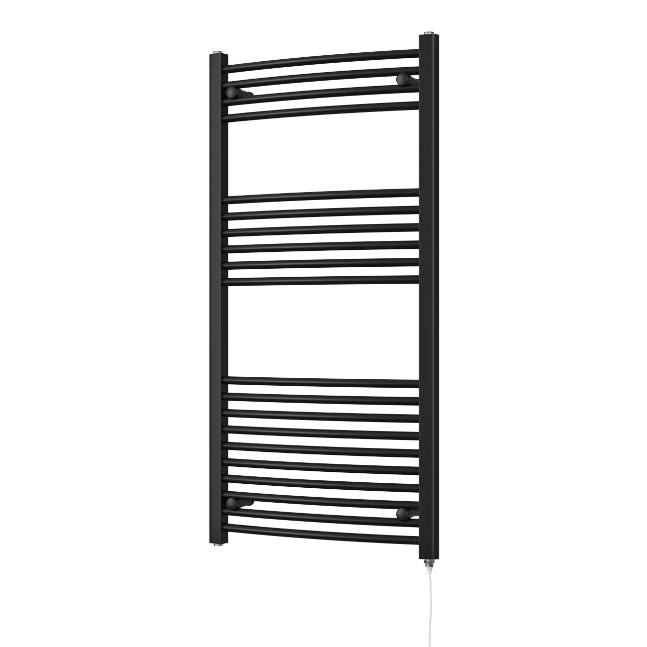 Zennor - Black Electric Towel Rail H1200mm x W600mm Curved 500w Standard