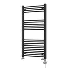 Zennor - Black Dual Fuel Towel Rail H1200mm x W600mm Thermostatic - Curved