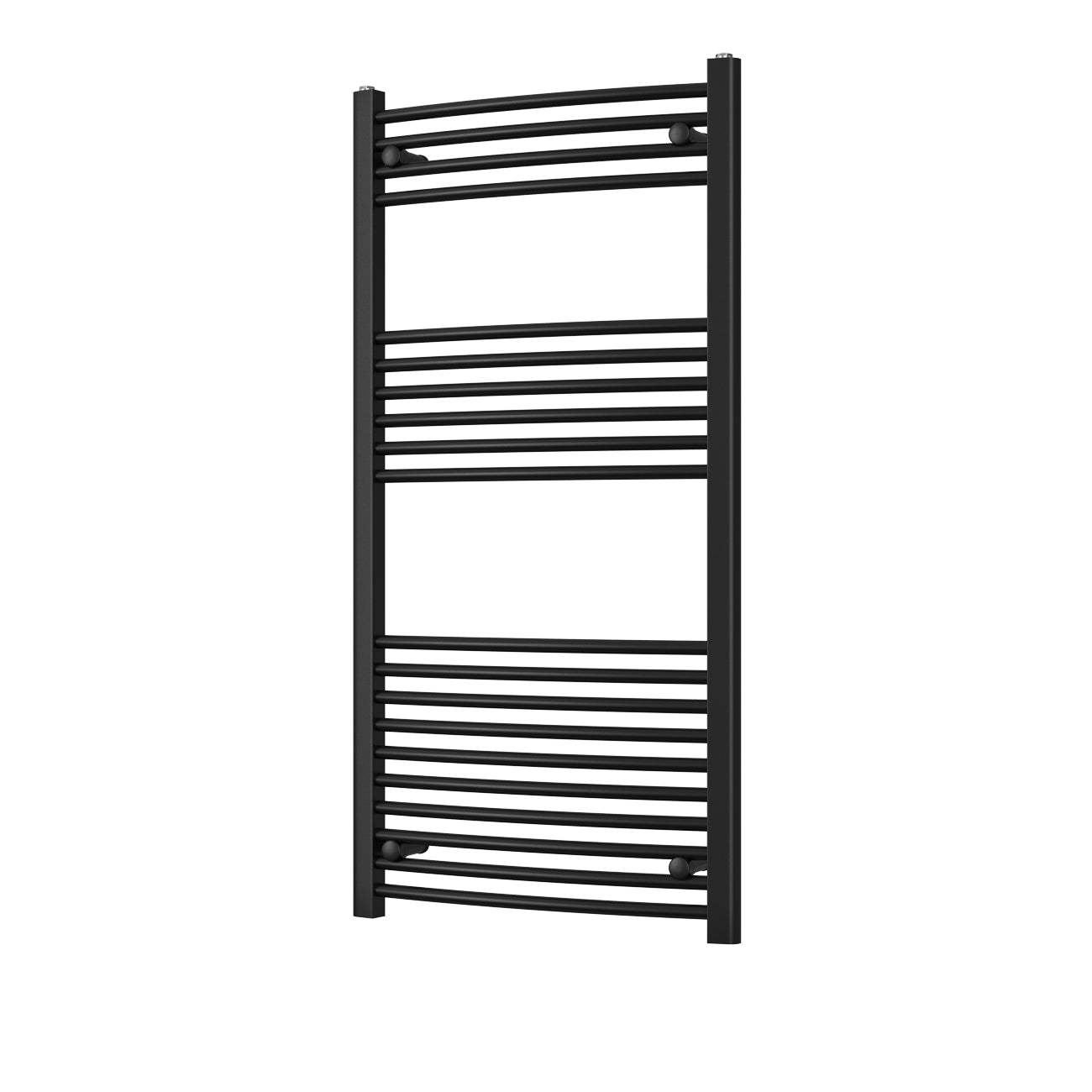 Zennor - Black Heated Towel Rail - H1200mm x W600mm - Curved