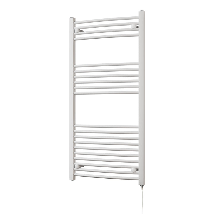 Zennor - White Electric Towel Rail H1200mm x W600mm Curved 500w Standard