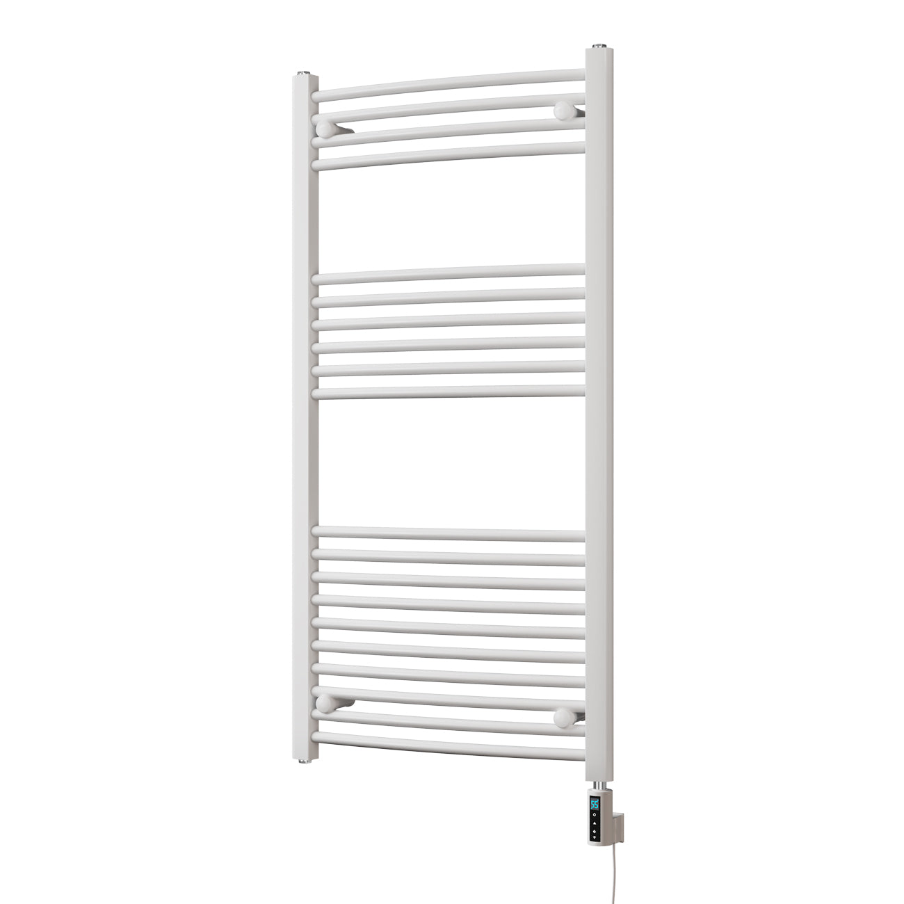 Zennor - White Electric Towel Rail H1200mm x W600mm Curved 600w Thermostatic WIFI