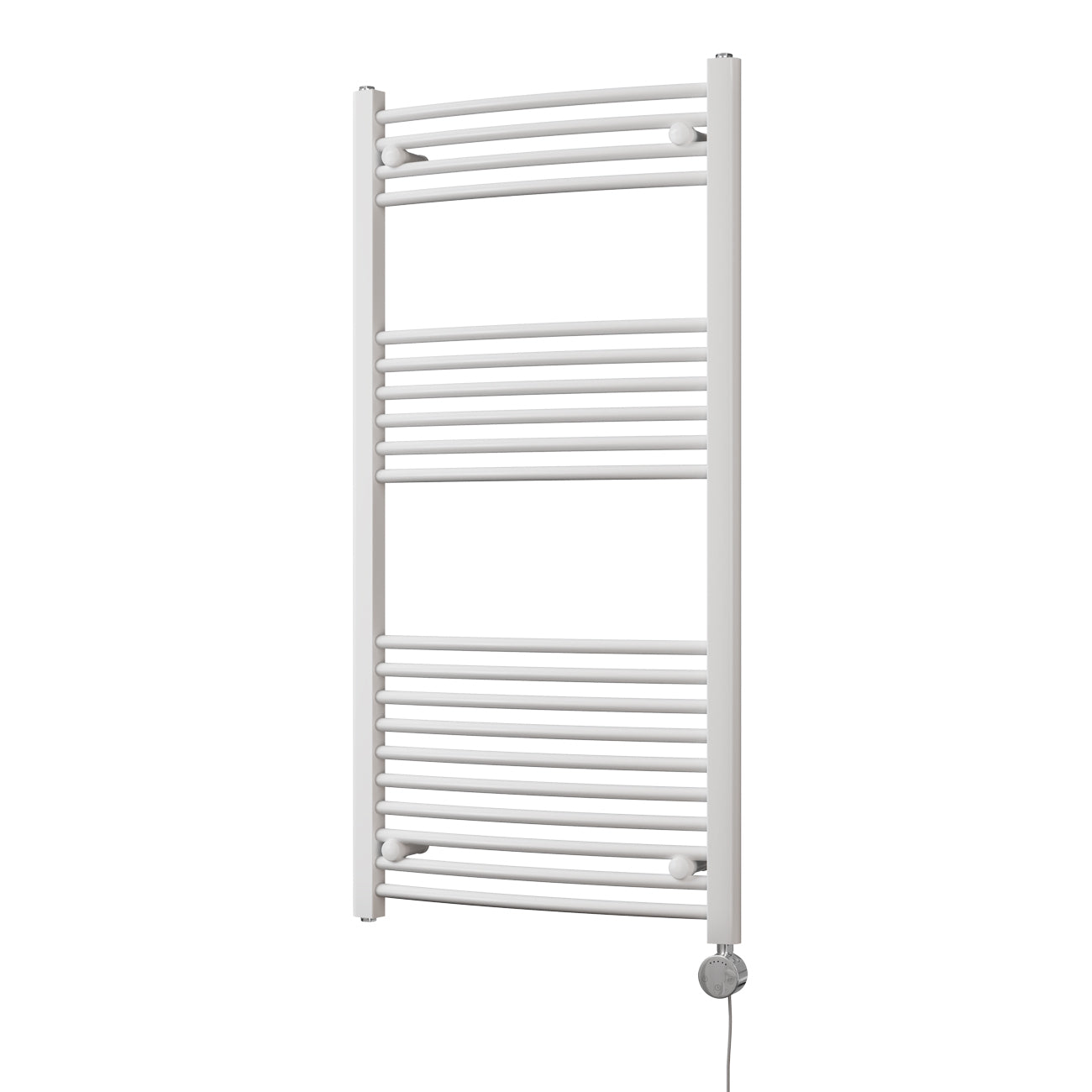 Zennor - White Electric Towel Rail H1200mm x W600mm Curved 600w Thermostatic