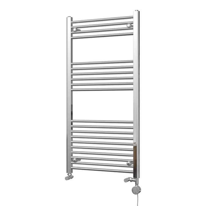 Zennor - Chrome Dual Fuel Towel Rail H1200mm x W600mm Thermostatic - Straight