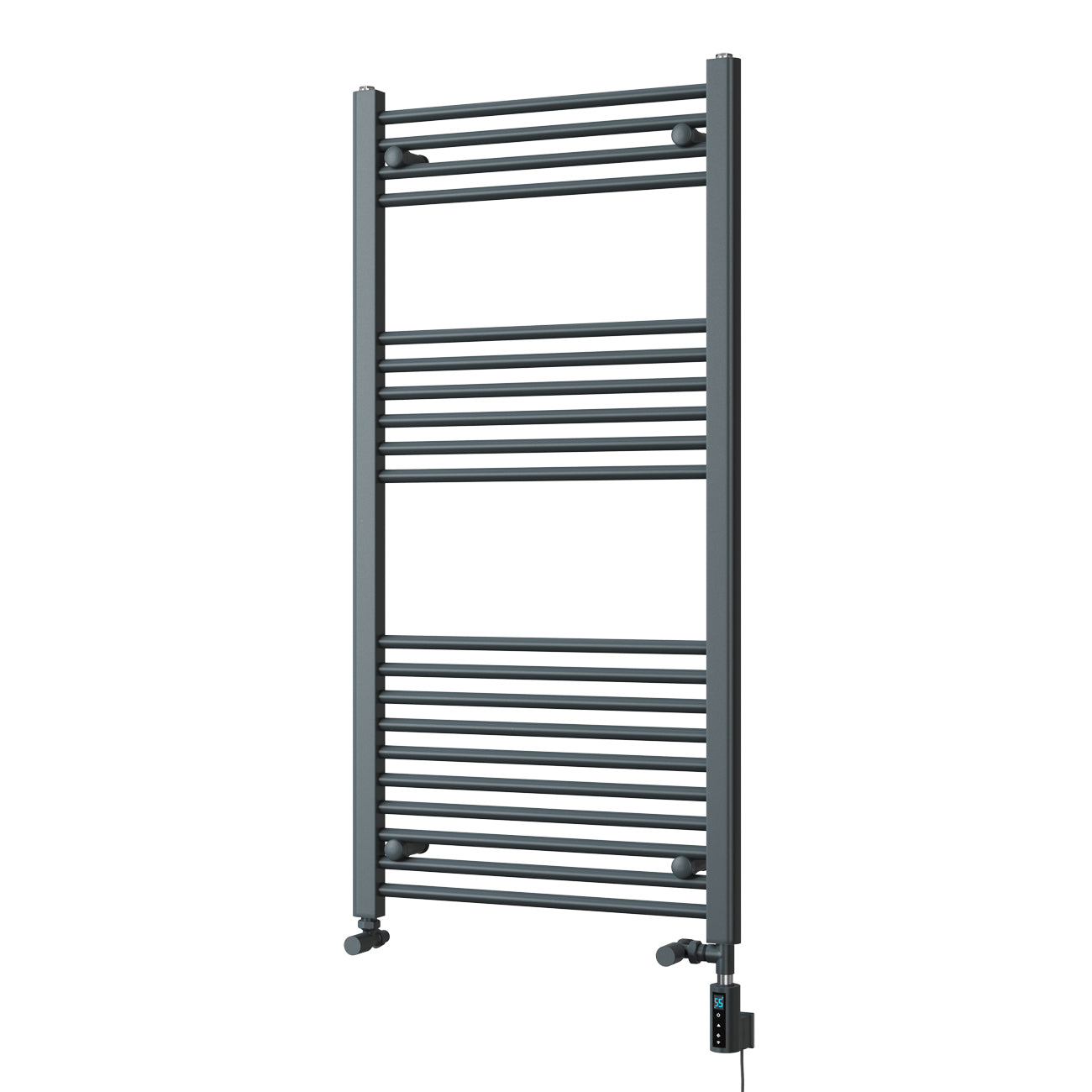 Zennor - Anthracite Dual Fuel Towel Rail H1200mm x W600mm Thermostatic WIFI - Straight