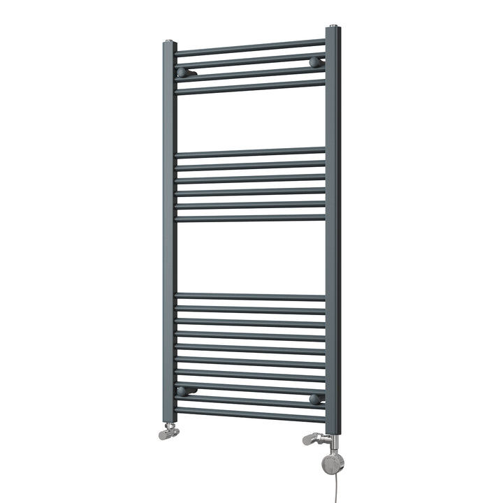 Zennor - Anthracite Dual Fuel Towel Rail H1200mm x W600mm Thermostatic - Straight