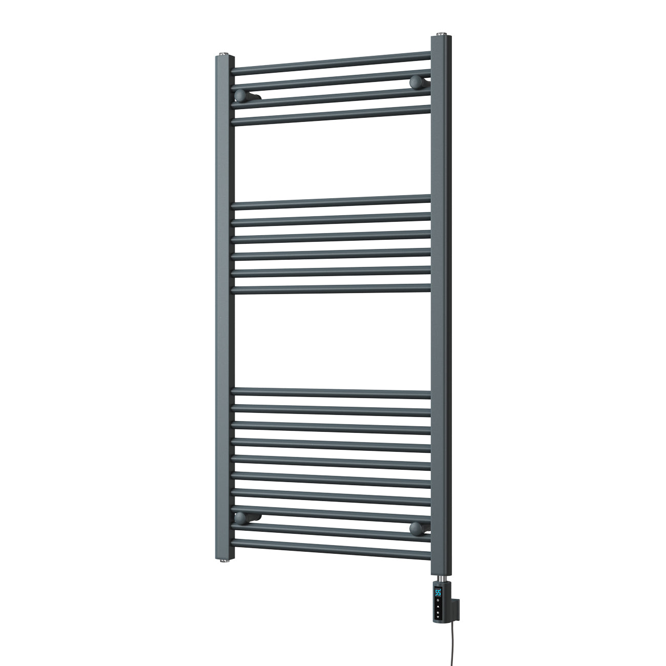 Zennor - Anthracite Electric Towel Rail H1200mm x W600mm Straight 600w Thermostatic WIFI
