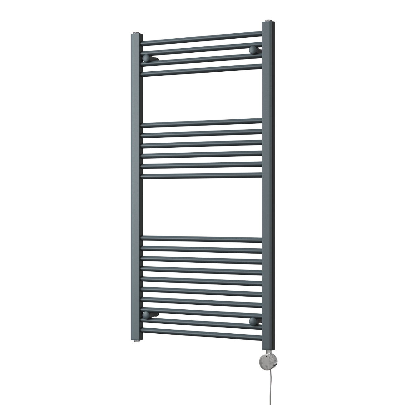 Zennor - Anthracite Electric Towel Rail H1200mm x W600mm Straight 600w Thermostatic