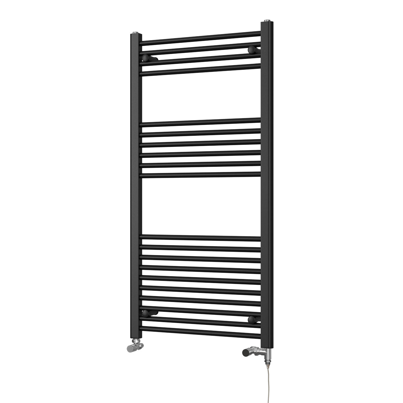 Zennor - Black Dual Fuel Towel Rail H1200mm x W600mm Standard - Straight