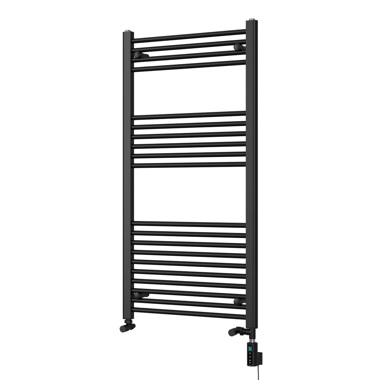 Zennor - Black Dual Fuel Towel Rail H1200mm x W600mm Thermostatic WIFI - Straight