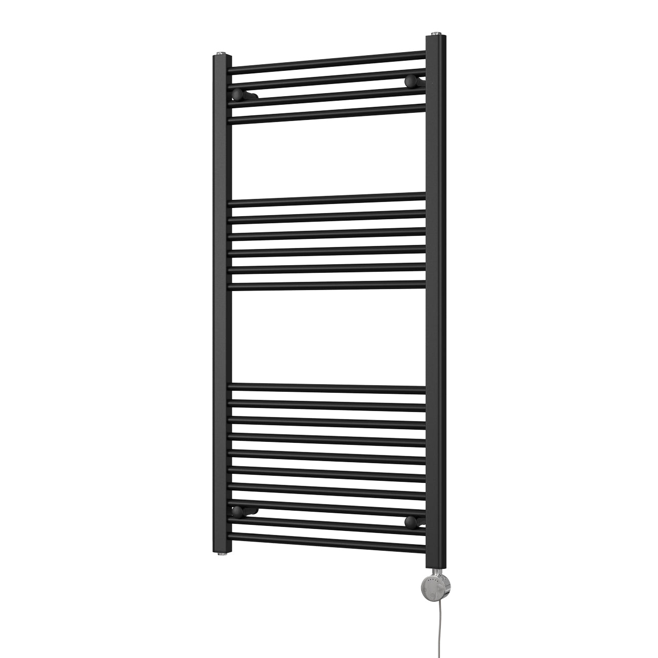 Zennor - Black Electric Towel Rail H1200mm x W600mm Straight 600w Thermostatic