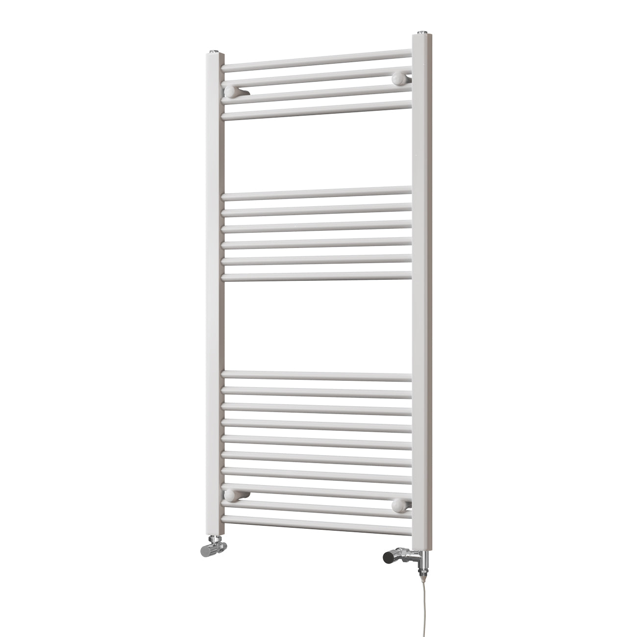 Zennor - White Dual Fuel Towel Rail H1200mm x W600mm Standard - Straight